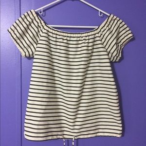 Striped Off-the-Shoulder black and white top